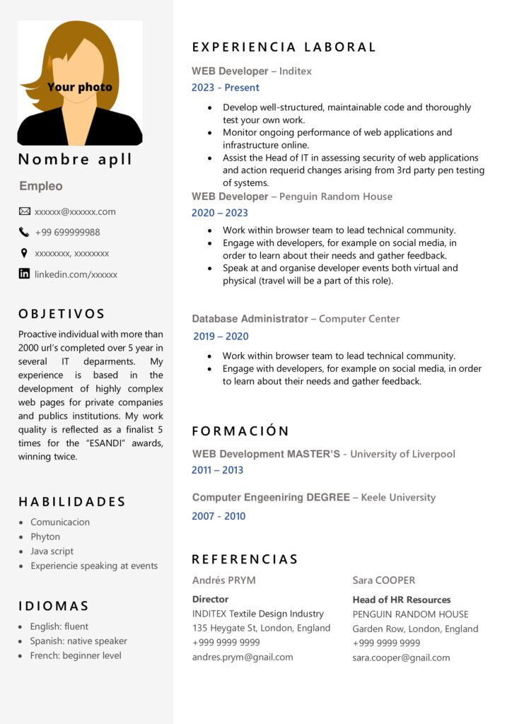 modelo de resumen curricular en estados unidos